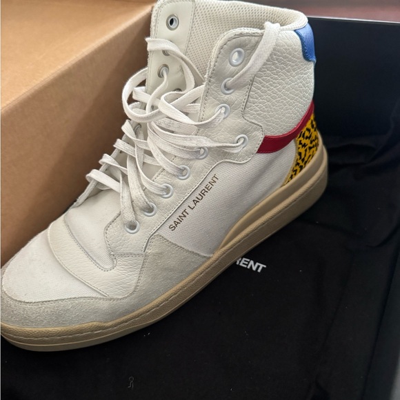 Saint Laurent High-Top SneakersWhite LeatherAUTHENTICBox & Dust Bag